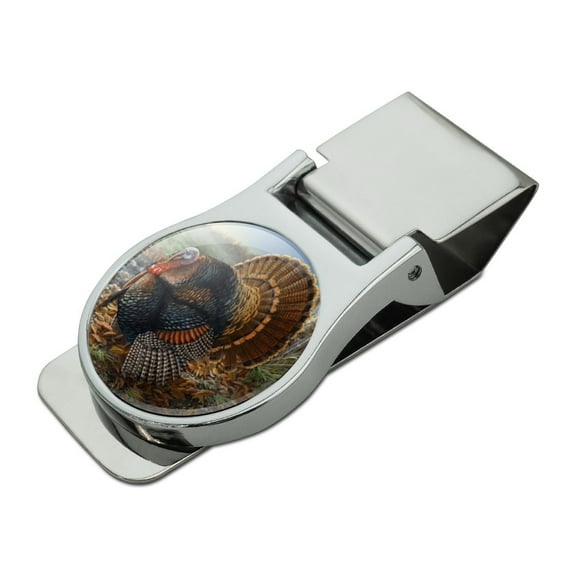 Minnesota Gobbler Turkey Satin Chrome Plated Metal Money Clip