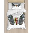 thumbnail image 1 of Angel Wings Duvet Cover Set Twin Size, Retro Blossom Daisy Botanical Wings Tropical Style Archaic Wedding Theme, 2 Piece Bedding Set with 1 Pillow Sham, Multicolor, by Ambesonne, 1 of 3