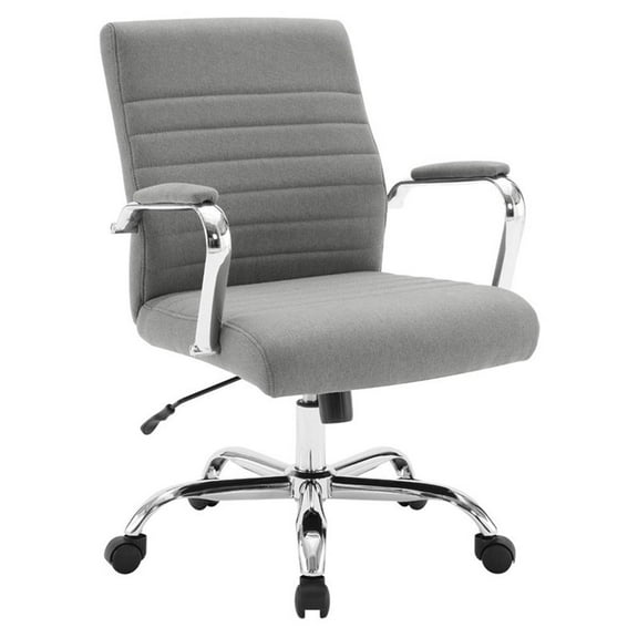 Mid-Back Office Chair with Padded armrests in Gray Fabric