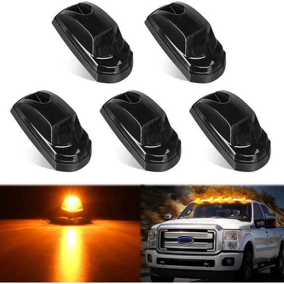 Nilight LED Cab Marker Lights Roof Running Light 5 PCS 9 LED Smoke Lens Amber Cab Clearance Light Compatible with 2017 2018 2019 2020 2021 Ford F250 F350 F450 F550 Super Duty Pickup Trucks