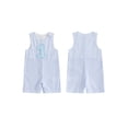thumbnail image 2 of Cenuakty Baby 6M 12M 18MBoy Birthday Striped Romper Summer Fashionable Letters Embroidery Crew Neck Sleeveless Jumpsuit, 2 of 9