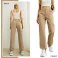 thumbnail image 4 of Women's High Waisted Cargo Pants Travel Y2K Streetwear Baggy Stretchy Pants with 6 Pockets Drawstring Ankle Cuffs, 4 of 9