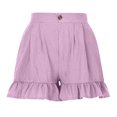 thumbnail image 6 of ibuvkizy Womens Shorts Casual Summer Shorts for Women,Women's Fashion Solid Color Wide Leg Ruffle Loose High Waist Shorts Pants,Comfy Short Pants Drawstring Elastic Waist Pocketed Shorts, 6 of 7