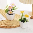 thumbnail image 4 of Small Plants, Mini Artificial Potted Succulent with Pink Flowers, Greenery for Home Desk Office Shelf Bathroom Decor, No Watering Required, Indoor, 4 of 7