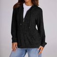 thumbnail image 6 of Sweaters for Women Long Sleeve Knitted Zip Up Hoodies Ribbed Pullover Loose Casual Sweatshirts with Pocket Black XL, 6 of 9