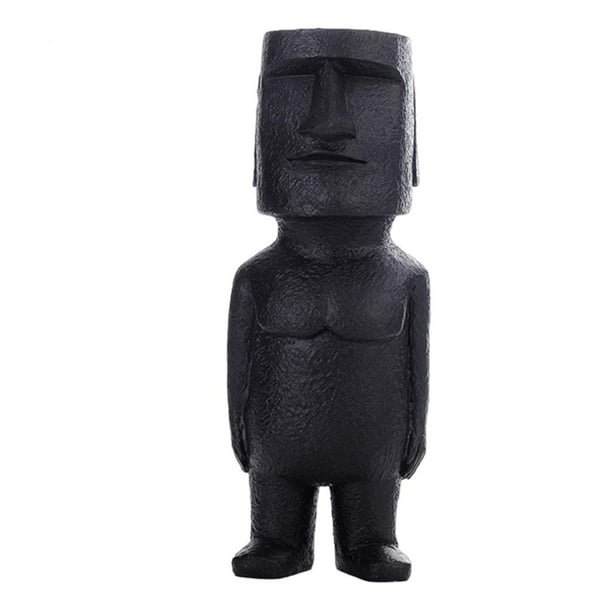 Estatua de la isla de Pascua antigua, estilo retro megalito masivo, accesorios, C Negro Zulema Estatua de cabeza