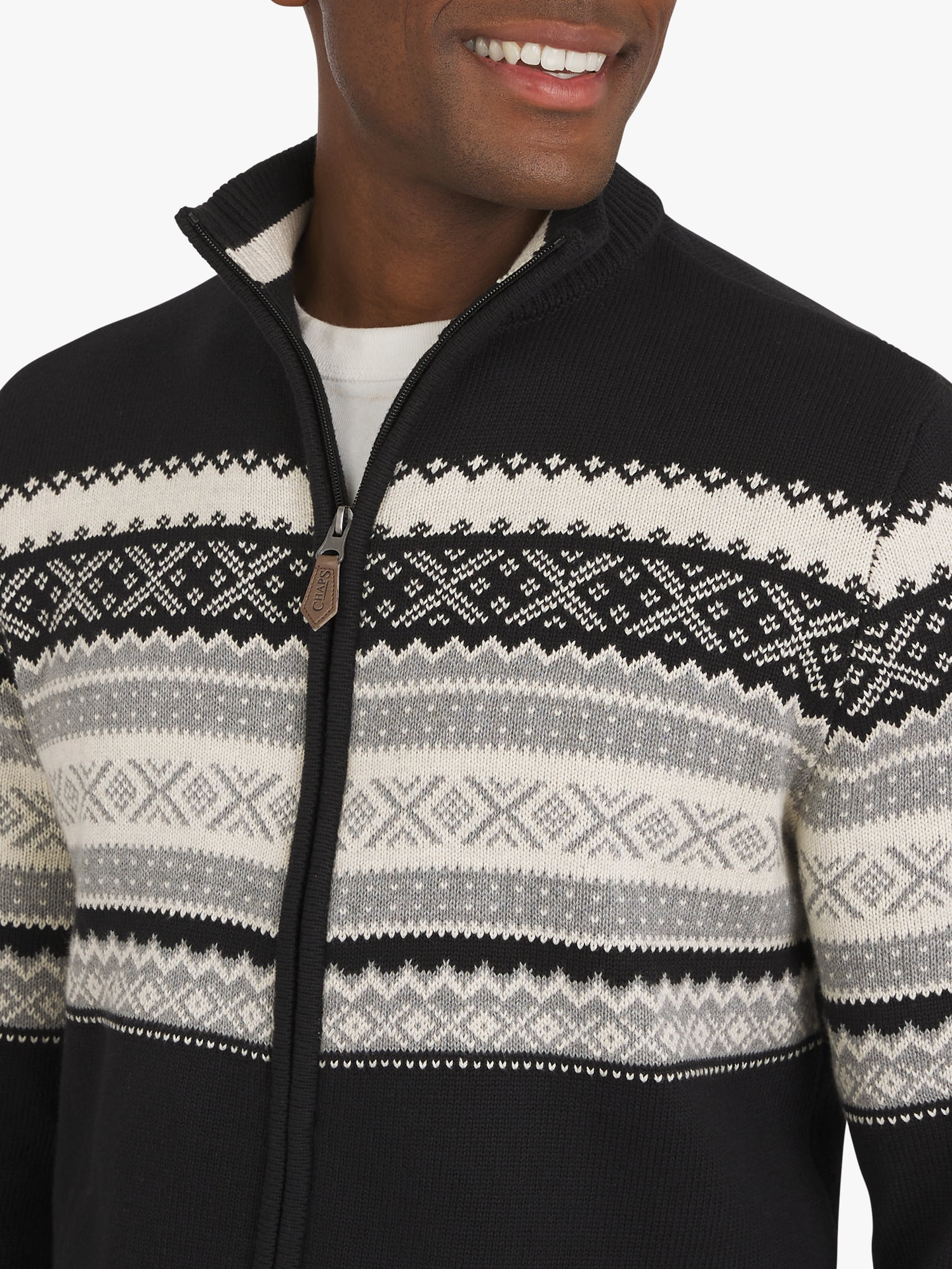Chaps Men's & Big Men's Fairisle Full Zip Sweater, Sizes S-3XL
