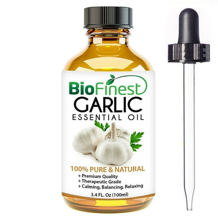 Organic Garlic Oil - Biofinest Garlic Essential Oil - 100% Pure Organic Therapeutic Grade - Best For Aromatherapy & Massage - A Natural Healing Agent - FREE E-Book & Dropper (100ml)
