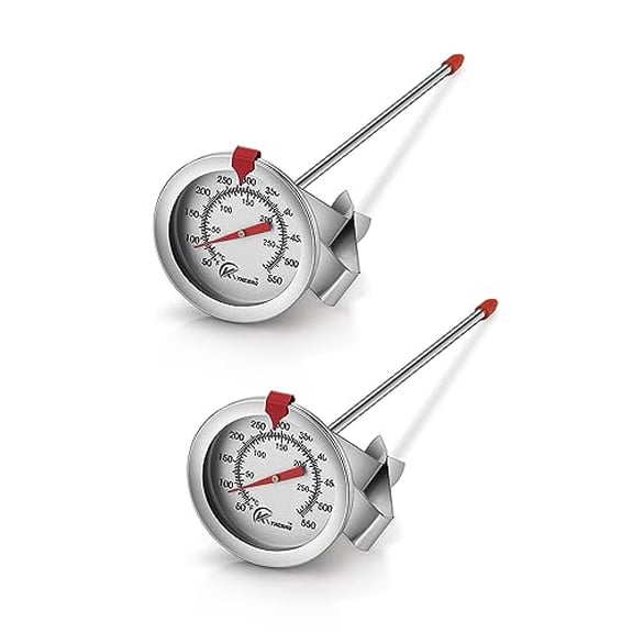 Candy/Deep Fry Thermometer with Instant Read,Oil Thermometer(2-Pack),8" Stainless Steel Stem Meat Cooking Thermometer,Best for Turkey,BBQ,Grill