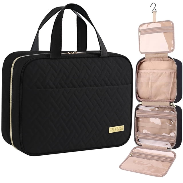 Neceser de viaje HOTOR con gancho para colgar, impermeable, negro