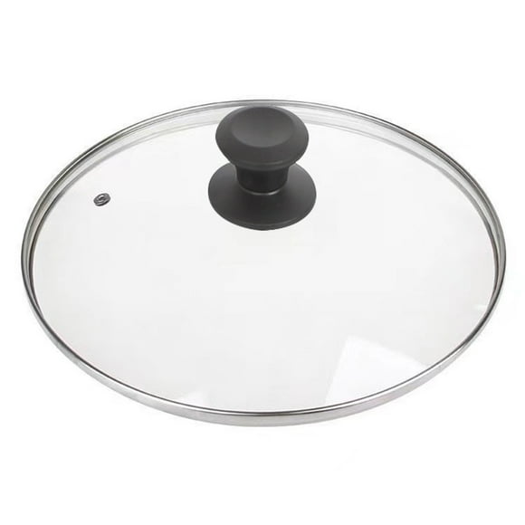 Tempered Glass Lid 12 Inch Tempered Glass Lid - Replacement Cover for Frying Pan, Stainless Rim, Black Knob, Oven and Dishwasher Safe 12 Inch Glass Lid