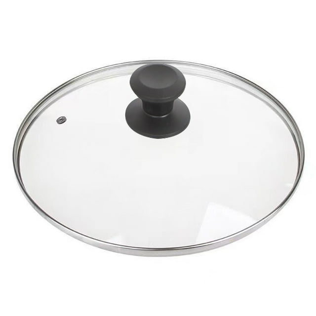 Tempered Glass Lid 12 Inch Tempered Glass Lid - Replacement Cover for Frying Pan, Stainless Rim, Black Knob, Oven and Dishwasher Safe 12 Inch Glass Lid