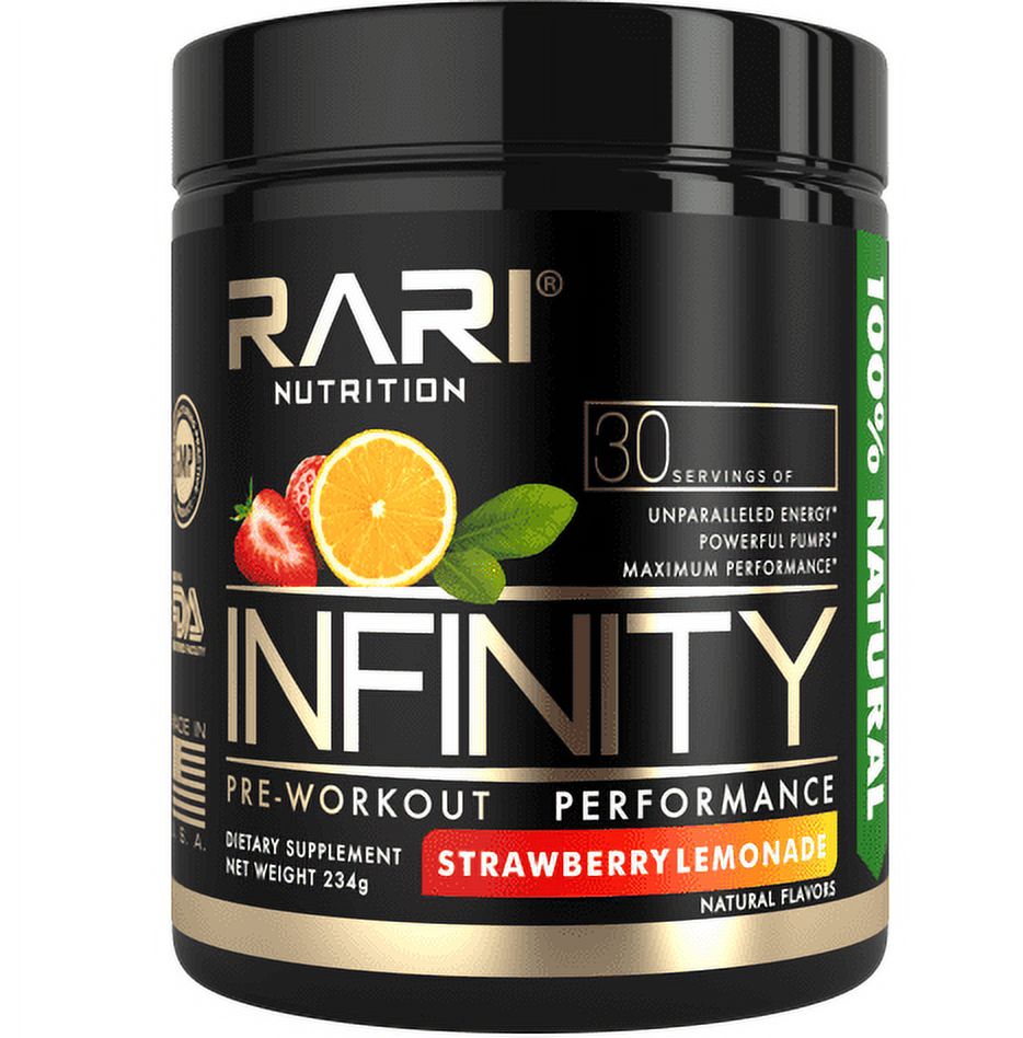RARI Nutrition - INFINITY Preworkout - 100% Natural Pre Workout Powder - Keto and Vegan Friendly - Energy, Focus, and Performance - Men and Women - No Creatine - 30 Servings (Strawberry Lemonade) - image 2 of 5