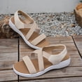 thumbnail image 5 of Wdhugt Women'S Casual Round Toe Elastic Soft Sole Wedge Sandals For Spring Summer Beach Wear Plus Size Footwear Made Of Pu Material In Beige Size Us 8.5, 5 of 8