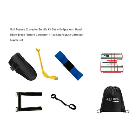 POSMA TAS017 Golf Posture Correctors Putting Mirror Bundle Gift Set with Wrist Elbow Brace Arm Leg Posture (Best Wrist Support For Golf)