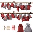thumbnail image 1 of Calendario de Adviento para rellenar, bolsa de tela con pegatinas de números de Adviento del 1 al 24, bolsa de regalo de arpillera, juego de manualidades con calendario navideño, bolsa de, 1 of 6