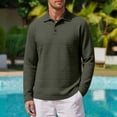 thumbnail image 2 of ZVAVZ Mens Knit Polos Shirts Long Sleeve Textured Collared T-Shirt Solid Loose Fit Vacation Tops Fashion Breathable Beach Tee Shirt Army Green XXL, 2 of 6