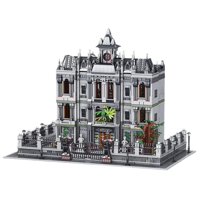 3 Level Lunatic Mad House Lunatic Asylum Hospital Modular City Set Building  Blocks with Lighting | General Jim's Toys | Compatible with Lego, Cobi,