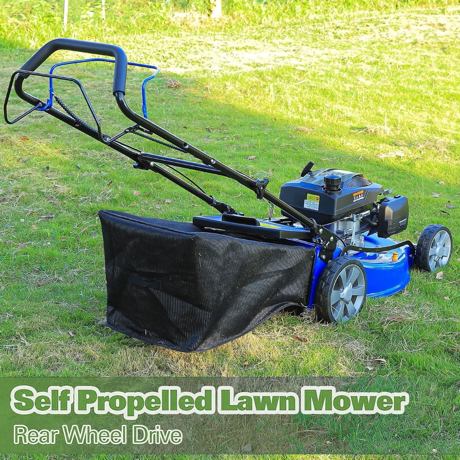 ANLIBATT 21 Inch Self-Propelled Lawn Mower 201cc 4 Cycle Engine, Gas Lawnmower with 3 in 1 Cutting 8 Position Height Adjustment for Gardening Soil