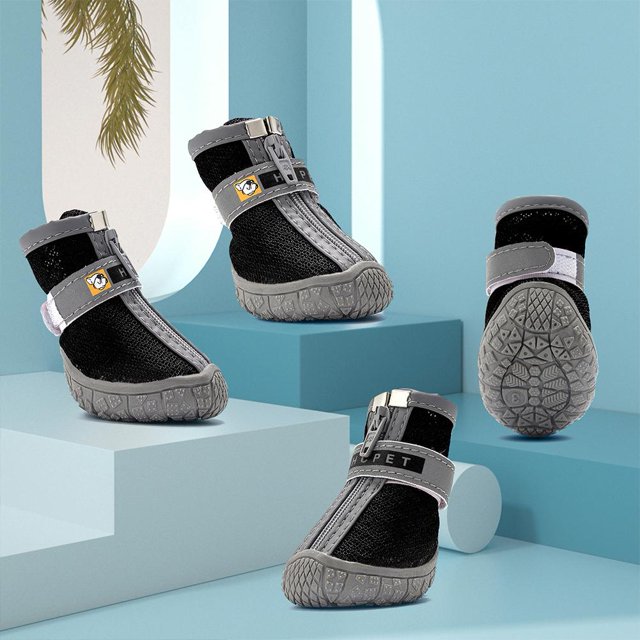 4pcs Pet Dog Rubber Shoes Boot Breathable Wear-resistant Paw Protector For Hiking Running Pet Supplies2 yards He Qiyong unisex