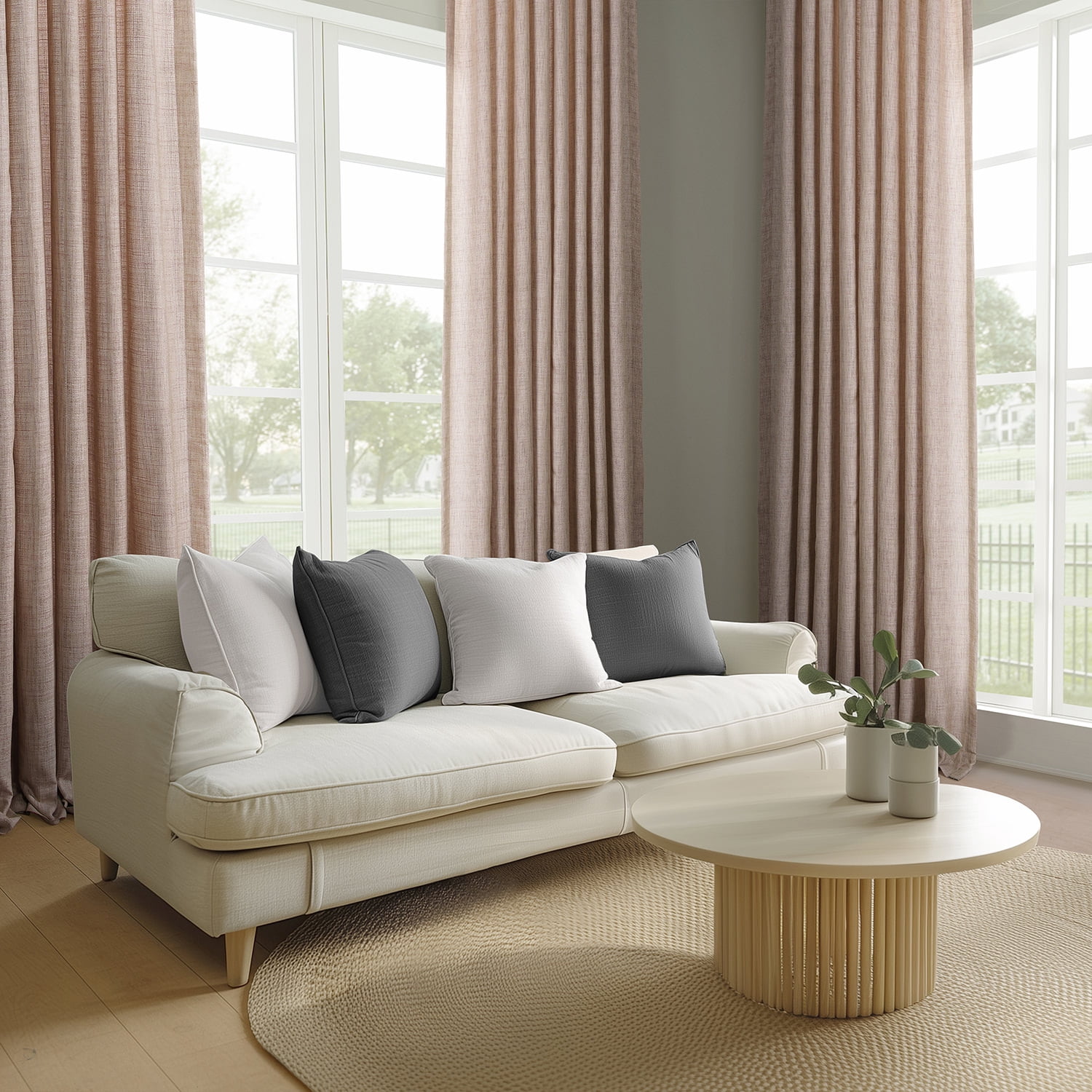 Half Price Drapes Pink Raw Linen Weave Light Filtering Curtains for Bedroom (2 Panel), 50W X 108L