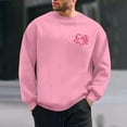thumbnail image 2 of YOIAVAIOY Men Valentines Gift Y2k Heart Print Sweatshirt Long Sleeve Crew Neck Pullover Lounge Casual Loose Hooded Sweatshirts Pink M, 2 of 9