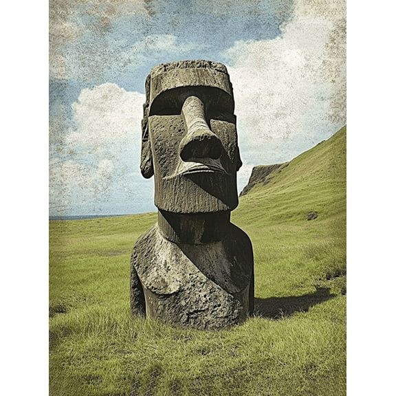 Easter Island Moai Statue Canvas Print/Wall Art， Suitable for Living Room， Bedroom， Office， Study， and Gallery Wall Decor