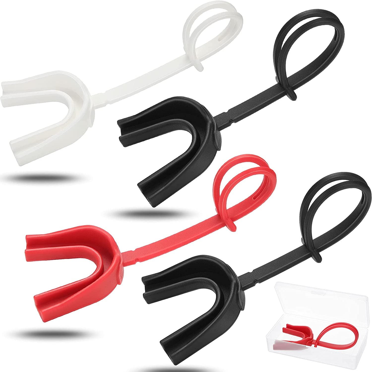 4 Pieces Youth Mouth Guard Sports Mouth Guard Football Braces Mouth Guard with Strap Hockey