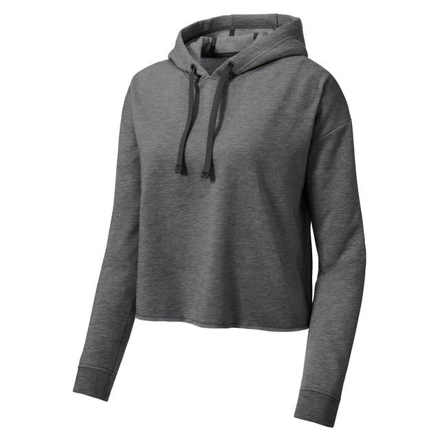 Gravity Threads Chandail à Capuche Court pour Femmes, Gris Foncé S