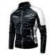 thumbnail image 2 of Chaqueta de cuero con cuello de color Chaqueta de moto Chaqueta de cuero fina informal de primavera y otoño para hombre, 2 of 6