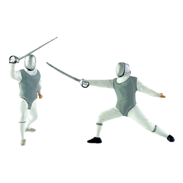 2 figuras a escala 1/64, modelo de esgrima, mesa de arena, dioramas, fotografía Gris