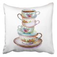 thumbnail image 1 of BOSDECO Party Colorful Tea Cups Saucers Closeup Sketch Handmade Post Pillowcase 20x20 inch, 1 of 1