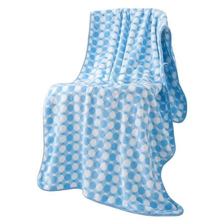 Quick Dry Bath Towel Coral Fleece Checkered Hair Wrap Highly Absorbent Microfiber Washcloth For Bathroom Gym Blue