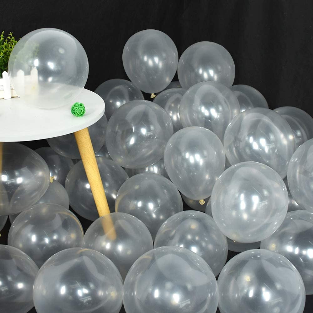 100Pcs Clear Balloons 10 Inch Transparent Latex Round Party Balloons for Party Birthday Wedding Graduation Anniversary Baby Shower
