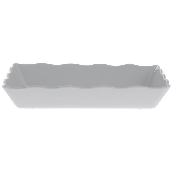 HUBERT® Serving Bowl White With Ruffled Edge Trim Melamine - 14" L x 9 1/2" W x 2" H