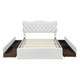 thumbnail image 5 of Queen Size Bed Frame with 4 Storage Drawers,Leather Upholstered Platform Heavy Duty Bed,Wood Slat Support,White, 5 of 7