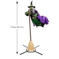 thumbnail image 2 of 5.5ft Halloween Witch Decoration, Flying Witch Halloween Decor, Halloween Animatronics Witch with Light Up Eyes and Sound Decoration for Halloween Indoor Outdoor Yard, 2 of 7