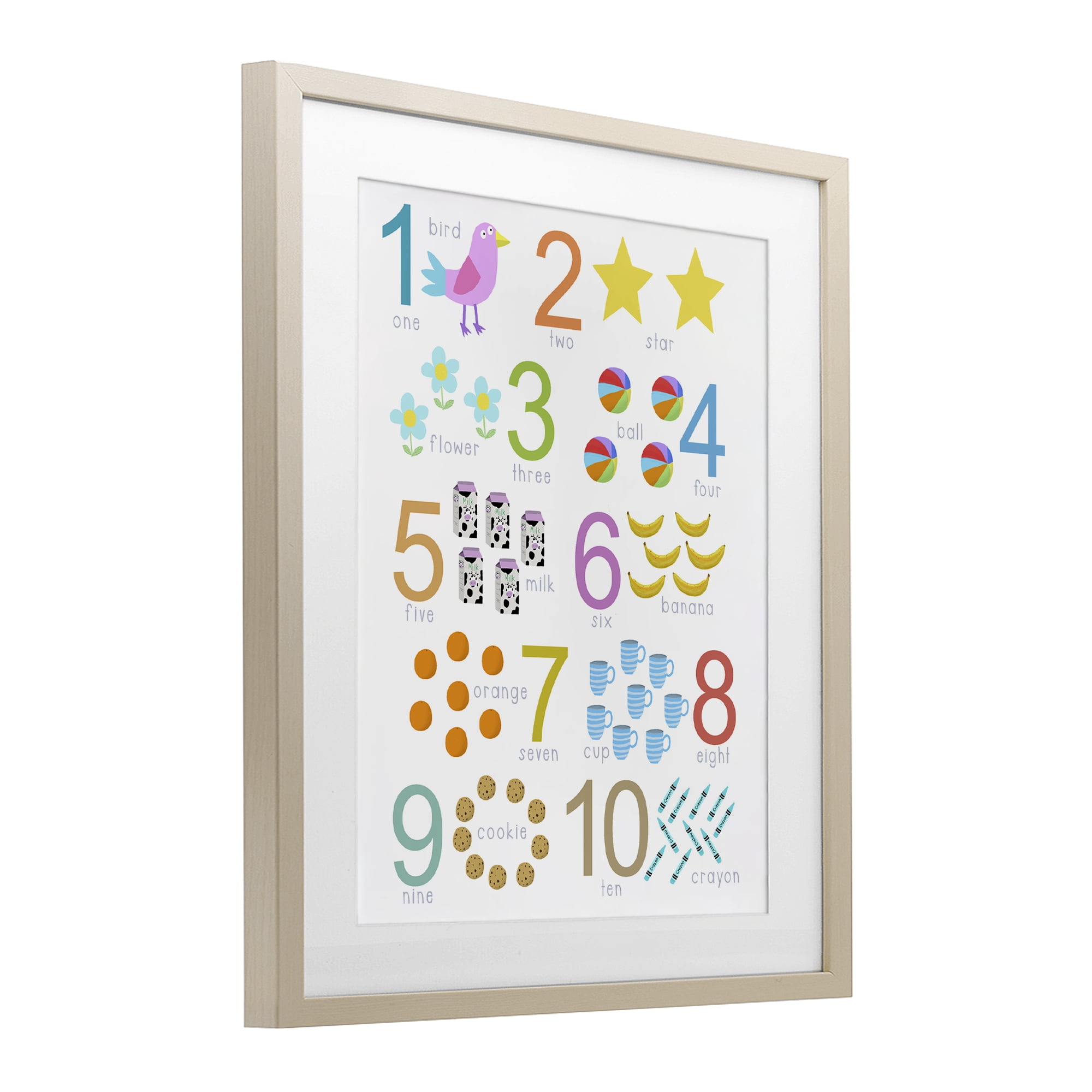 Fun Learning To Count Birch Framed Print Under Glass, design by Carla Daly