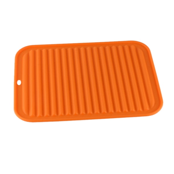 Tapete aislante con diseño de ondas para cocina, escurridor de platos y tazas, bandeja secadora, herramienta para drenar el agua de la vajilla (naranja)