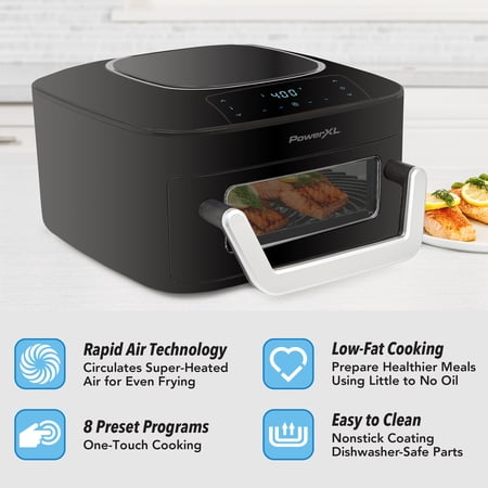 9 quart black led slimline air fryer plus by powerxl