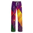 thumbnail image 7 of Ladies' Loose and Casual Carnival Twill Printed Wide Leg Pants with Elastic Waistband Drawstring and Pockets, Stylish Long Pants for Casual and Outdoor Activities,Purple Pink,M, 7 of 7