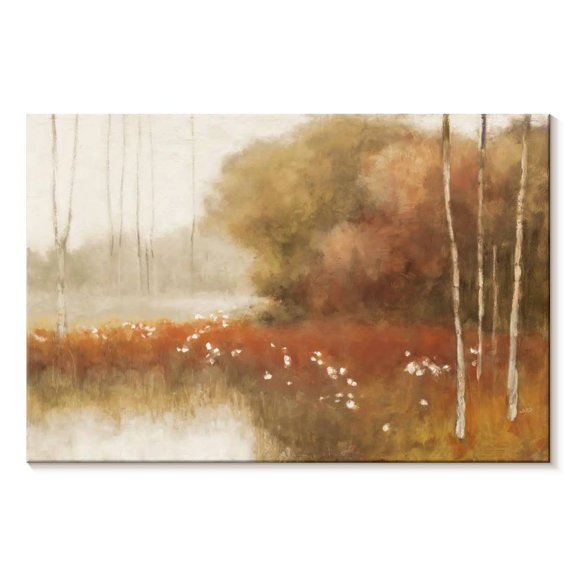 Elephant Stock Autumn Midst Wall Art - Horizontal Canvas Wall Art - Living Room Wall Decor - Abstract Canvas - Brown And Beige Decor By Julia Purinton - 36" x 24"