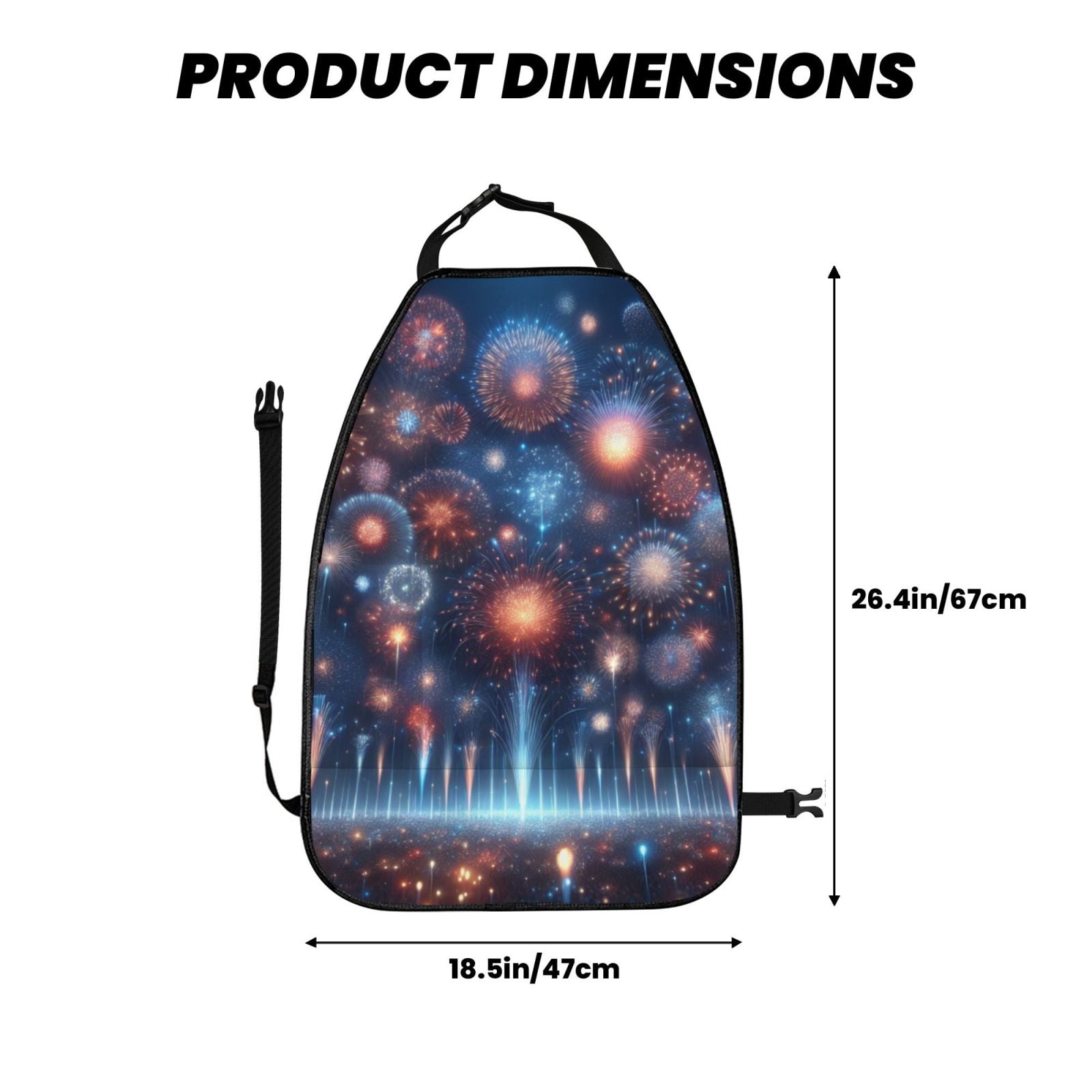 Xecao Fireworks1 Pattern Car Seat Back Protector 2 Pack Large Capacity Pocket, Kick Mats Back Seat Protector