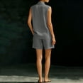 thumbnail image 6 of Dianli Gifts Two Piece Sets for Women Summer Linen 2 Piece Outfit Sleeveless Crop Top Loose Shorts Casual Beach Travel Sets Gray XXL, 6 of 7