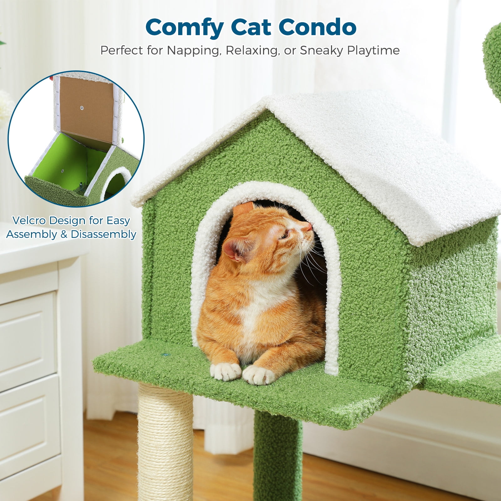 Made4Pets Cat Tree with Cozy Cat Condo and Scratching Post, 21.3"x15.6"x34.5"