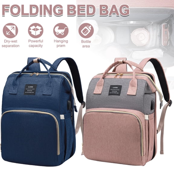 8-in-1 Travel Diaper Bag Backpack with Changing Station, Mosquito Net & Toy Bar - Waterproof, Large Capacity for Baby Girl/Boy