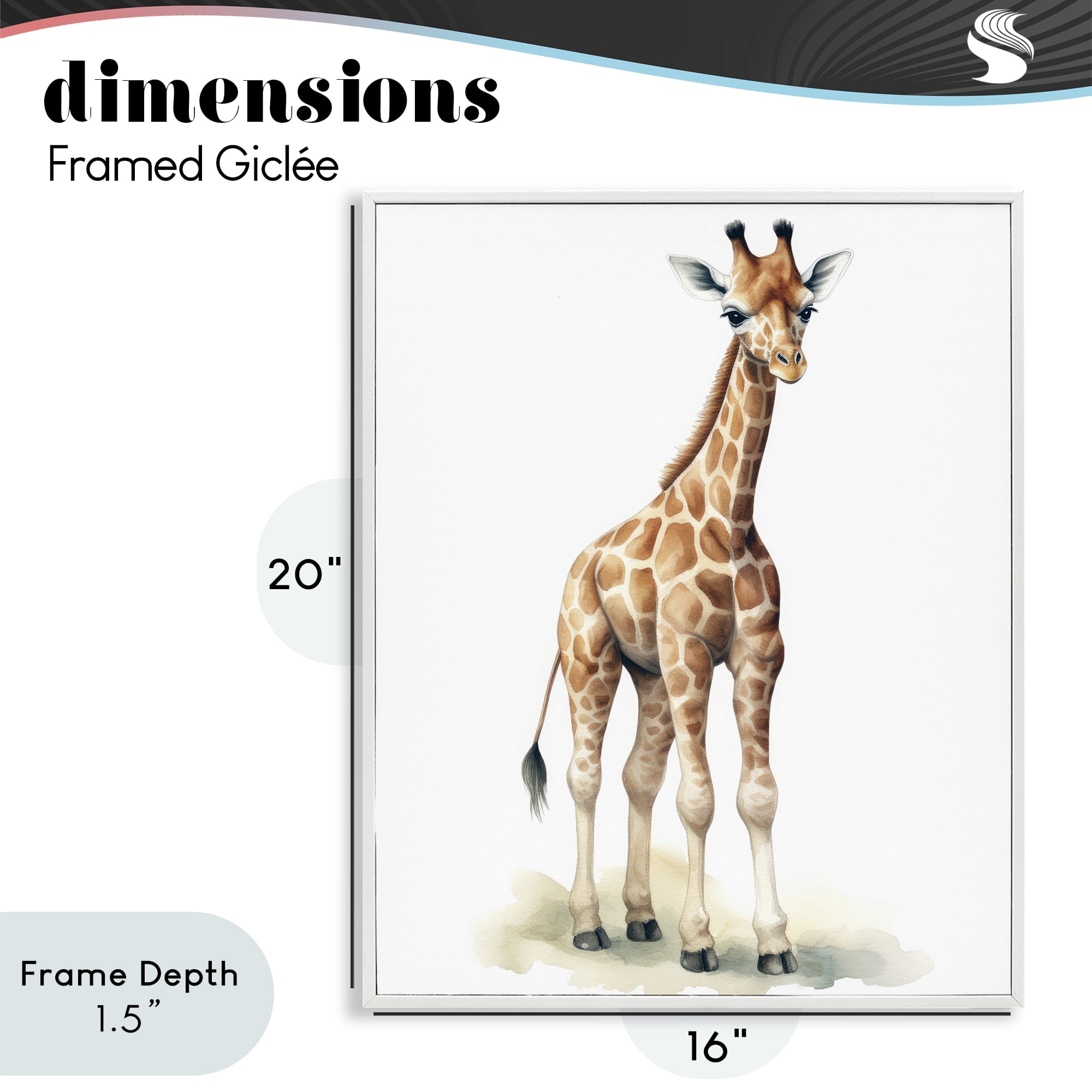 Stupell Industries Eloise Long Legs Giraffe White Framed Giclee Art, design by Ray Powers
