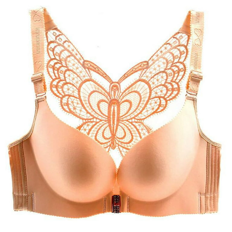 Women Plus Size Bra Lace Butterfly Front Buckle Bra Seamless Bras