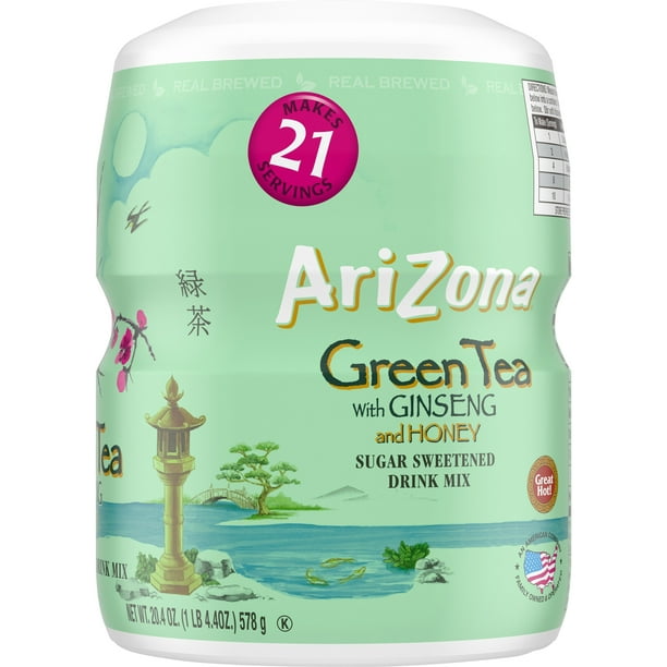 AriZona Green Tea with Ginseng & Naturally Flavored Sugar Sweetened Drink Mix, 20.4 Canister - Walmart.com