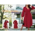 thumbnail image 4 of Mengpipi Women's Plus Size Dresses Fall Spring Long Sleeve V Neck Slim Fit Belted Polka Dot Casual Formal Maxi Dress 1X-4X, 4 of 7
